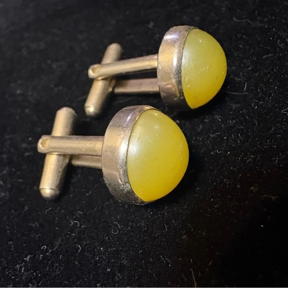 Vintage Anson Sun Yellow Gold Tone Cuff Links Cufflinks